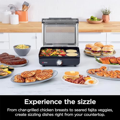 Indoor Smokeless Grill with Interchangeable Plates & 500°F Max Heat