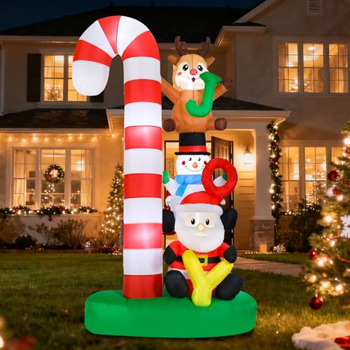 Aircity 8FT Giant Candy Cane Inflatable Christmas Outdoor Decor - Red-Candy Cane Variation