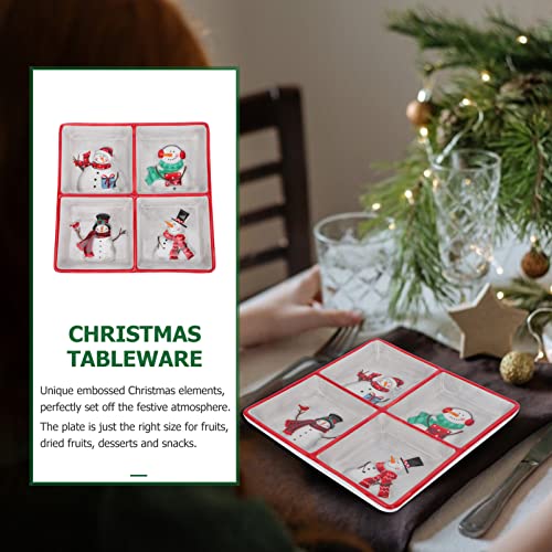 DOITOOL Christmas Ceramic Serving Dish Snowman Snack Appetizer Tray