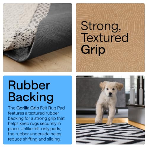 Gorilla Grip Felt Rug Pad 5x7 ft with Rubber Backing - Thick Cushioned, Slip-Resistant Floor Protector