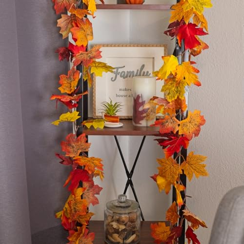 142Ft Fall Leaf Garland - 24 Pack Artificial Maple Leaves for Autumn Decor