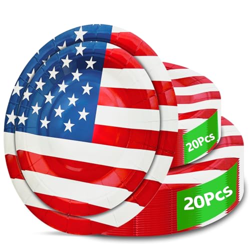 Aixuler 4th of July Disposable Plate Set 40pcs - Patriotic Party Food & Dinnerware