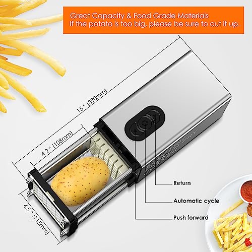 Electric French Fry Cutter with Interchangeable Blades - Silver