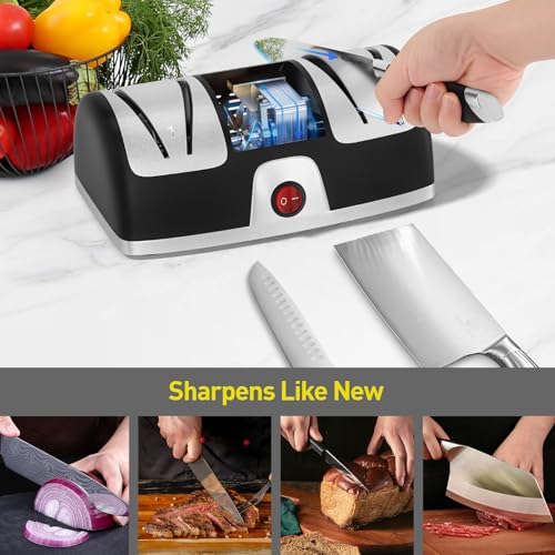 Electric Knife Sharpener 2-Stage with Diamond Abrasives & Precision Guides – Black, Variation of THIS listing