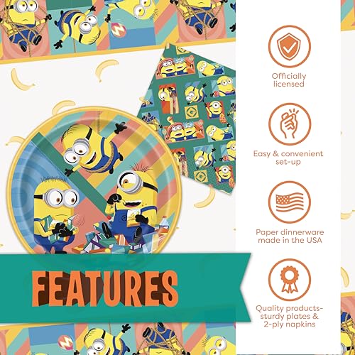 Minion Birthday Party Decorations Kit with Banner, Plates & More - Officially Licensed