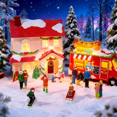 Rileryan 8 PCS Miniature Christmas Village People Figurines - Variation A