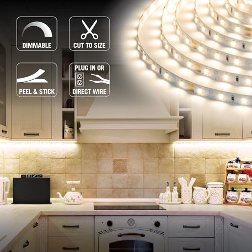 White 16ft LED Tape Light Kit - Armacost Lighting RibbonFlex Home Dimmable 3000K