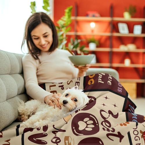 Dog Mom Gift Blanket for Women 60x50 Inches, Cute Dog Lover Throw - Henazin