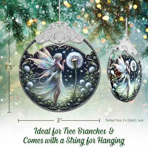 Stained Glass Butterfly Fairy Christmas Ornaments - Handmade Magical Ornaments for Christmas Tree Home Decorations - Unique Gifts for Women, Mom, Daughter, Kids