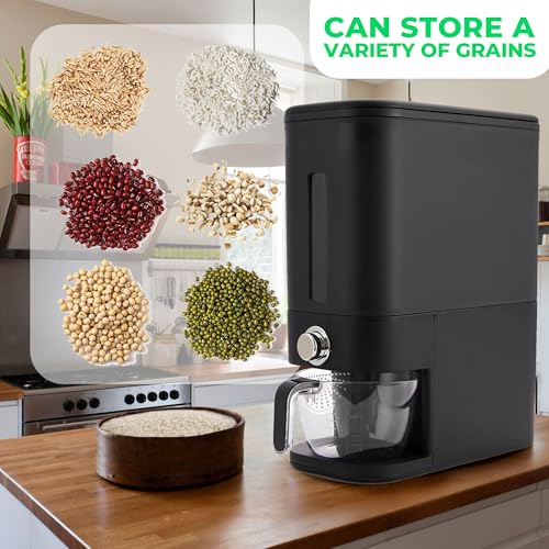 Rice Dispenser 25 lbs I Storage Container with Sponge, Scoop &