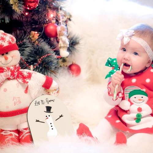 Beeveer Christmas Baby Footprint DIY Mistletoe Snowman Sign (Snowman)