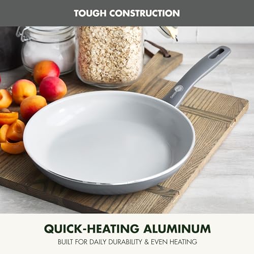 GreenPan Dover 8, 10 & 12-Inch Ceramic Nonstick Frying Pan Set - Gray, Toxin-Free, Oven & Dishwasher Safe