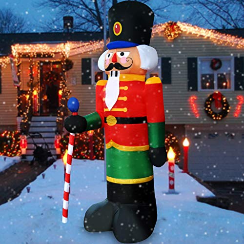 SEASONBLOW 8 ft Light Up Inflatable Nutcracker House Guard - Yard Christmas Decoration