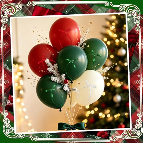 30PCS Red White Green Satin Ribbon Bow Cake Toppers for DIY Holiday Decor