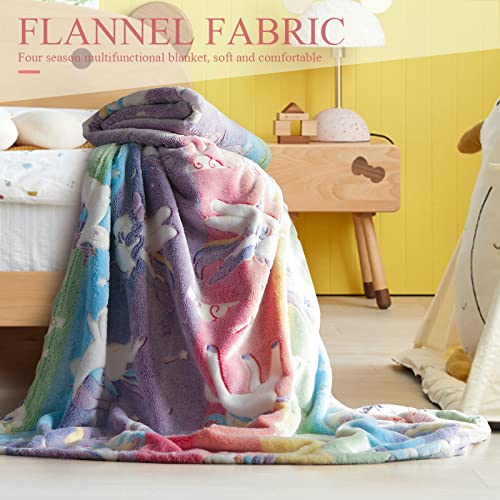 LIFEYJ Pink Unicorn Glow in The Dark Blanket for Girls, 50x60 Inches