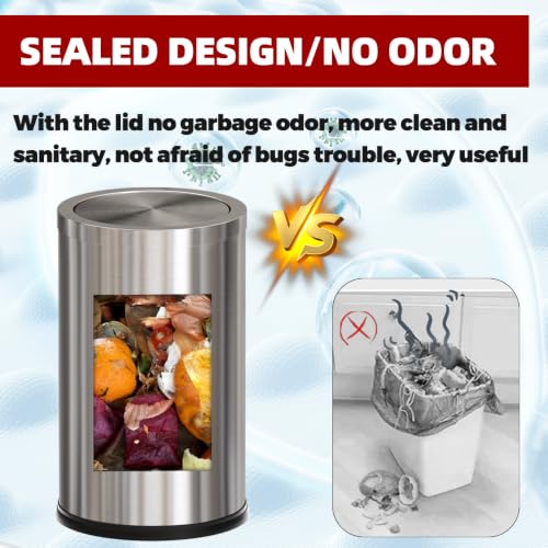 4.7 Gallon Stainless Steel Bathroom Trash Can with Swing Lid - Silver Variation
