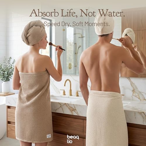 Cotton Waffle Towel Set 4 Pieces - Soft Fast-Absorbing Bath Towels