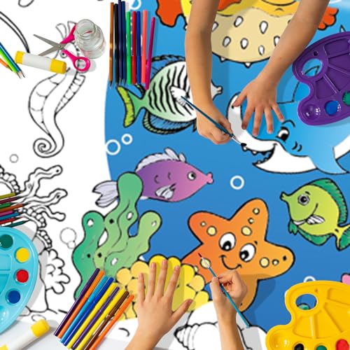 Ocean Coloring Tablecloth 54 x 108 Inches Giant Kids Craft Poster