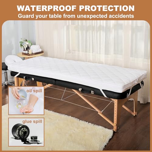 White 73X29 Inch Lash Bed Topper Set Gel Memory Foam Massage Table Waterproof Pillow Cover