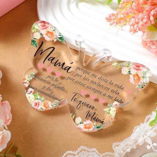 Shellwei Spanish Christian Acrylic Gift for Women Religious Inspirational Gift with Bible Verse Regalos Cristianos Para Mujer Bible Prayer Choice for Women Mother's Day Xmas Birthday Present(Bright)