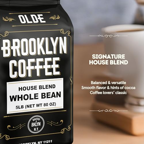 Whole Bean Coffee - House Blend Medium Roast 80oz Pack - Fresh, Balanced, Roasted Weekly in NYC