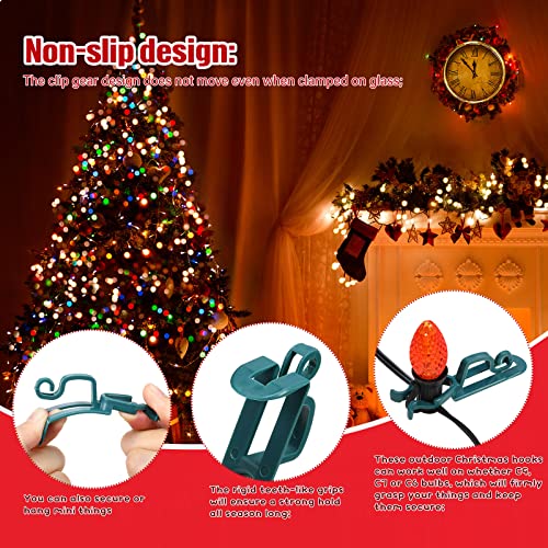 Blulu 60 Pcs Christmas Light Clips for Gutters – Green, Outdoor Hooks