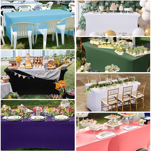 Obstal 6ft Black Stretch Fitted Table Cover - Pack of 4 for Weddings & Events