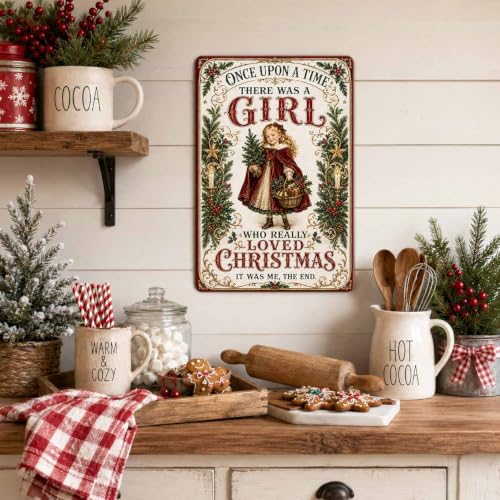 Hannial Christmas Lover Sign Victorian Girl Holiday Wall Decor 8x12 Inches