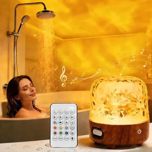 Waterproof Shower Lamp with Bluetooth Speaker & Ocean Wave Projector - 16 Colors & Remote Control