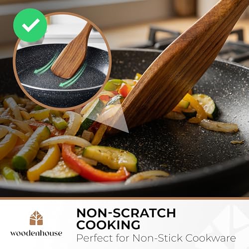 Woodenhouse 13-Piece Teak Wooden Kitchen Utensil Set for Nonstick Pans