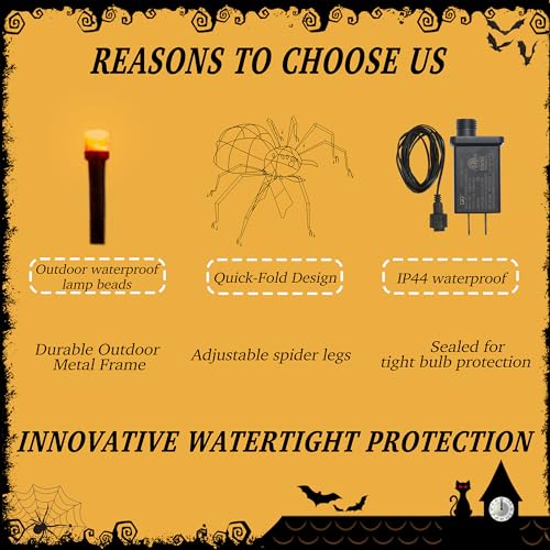 Giant Halloween Spider Light Up Decoration with 90 LED Lights - Zz-003 - Orange, 4.2Ft