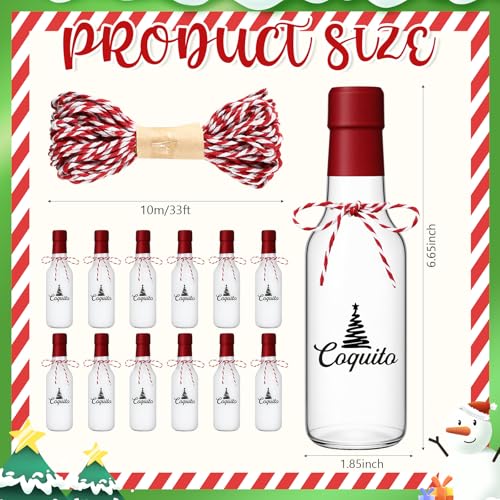 Sieral 12 Pcs Christmas Glass Coquito Wine Bottle with Lid 5 oz,