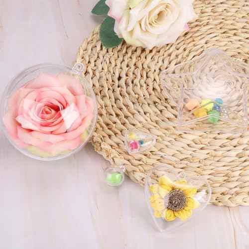 UXCELL 10 Pcs Clear Fillable Balls Ornament, 1 Inch Hanging Plastic Transparent Decor Balls for DIY Craft, Party, Wedding