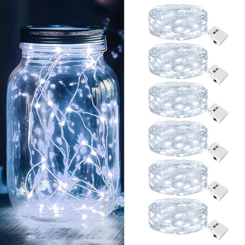 kolpop 12 Pack LED Fairy Lights Battery Operated with 3 Modes, Mini Twinkle String Lights Battery Powered Waterproof for Christmas Mason Jars Party(Red&Green)