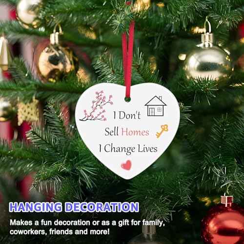 Real Estate Agent Gifts Christmas Ornaments Realtor Appreciation Gifts Thank You Present Broker Salesman Agent Closing Salesperson Present Ceramic Ornament Christmas Tree Decoration