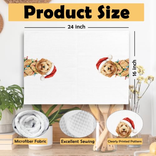 Goldendoodle Christmas Kitchen Towels Set of 2 - Dog Lover Holiday Decor