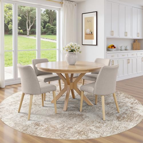 Micgeek 6' Round Abstract Washable Area Rug Brown - Non-Slip, Soft, Durable