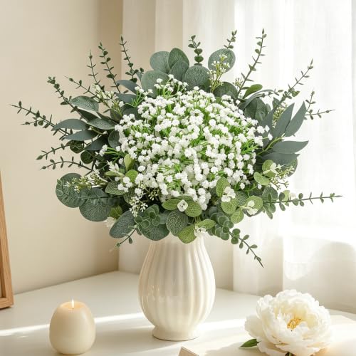 Artificial Eucalyptus Stems Bulk 200 Pieces for DIY Floral Arrangements & Wedding Decor