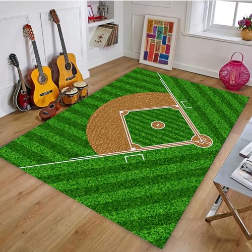 Osimiccp Baseball Rug 5'x7' Sports Decor Non Slip for Bedroom & Living Room - Baseball_1