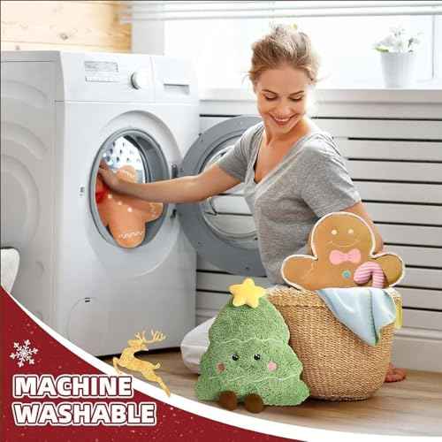 Gingerbread Plush Pillow Gingerbread Man Pillow Cute Plush Decor Cushion 13.8in Brown