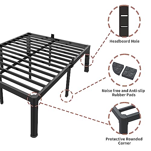 ROIL 14 Inch Full Bed Frame with Rounded Corners & 3500 lbs Support, Under Bed Storage