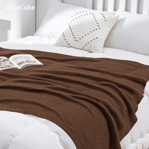 Dark Brown Seed Stitch Throw Blanket 60x80 Inches - Farmhouse Decor
