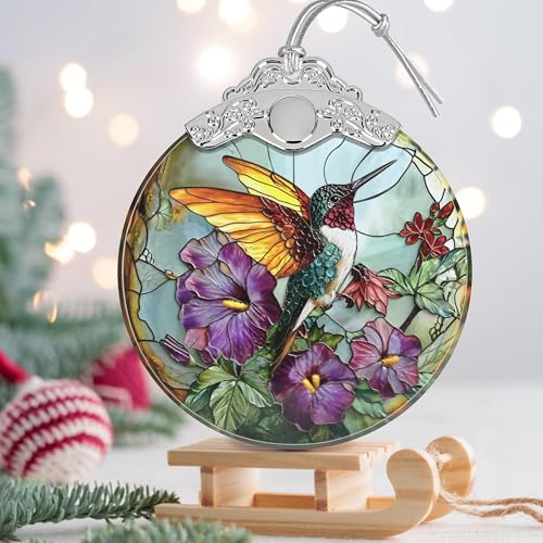 Stained Glass Suncatcher Ornament - Hummingbird Christmas Decorations