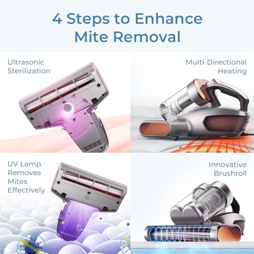 JIGOO S300 PRO Mattress Vacuum Cleaner with UV & Ultrasonic, HEPA Filter, Handheld Bed & Sofa Cleaner