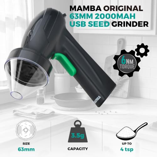 63mm Electric Seed Grinder - Rechargeable USB-C Spice Mill, Black