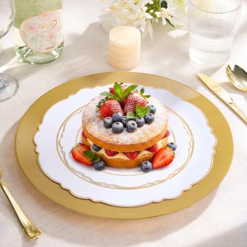 Bright Gold 50 Pack 12 Inch Plastic Charger Plates - Elegant Tableware