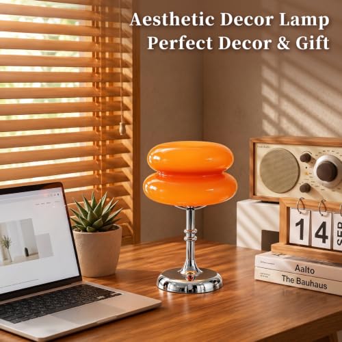 Rechargeable Cordless Mushroom Table Lamp - Touch Dimming Glass Nightlight