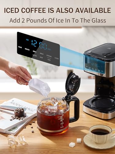 Programmable 12-Cup Coffee Maker with Iced Coffee Function - Black & Silver