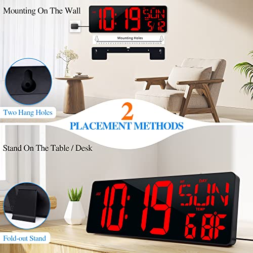 17.2"Large Digital Wall Clock Large Display with Remote Control