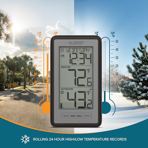 Digital Wireless Indoor Outdoor Thermometer with Humidity - Titanium Variation